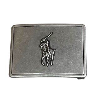 Polo Ralph Lauren Polo Player Plaque Silver Tone Belt Buckle Only New
